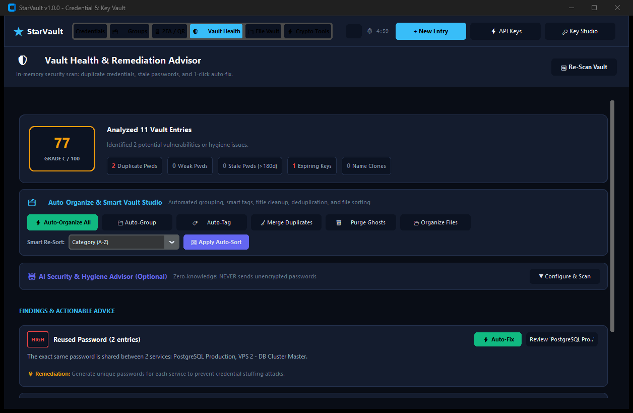 Vault health advisor